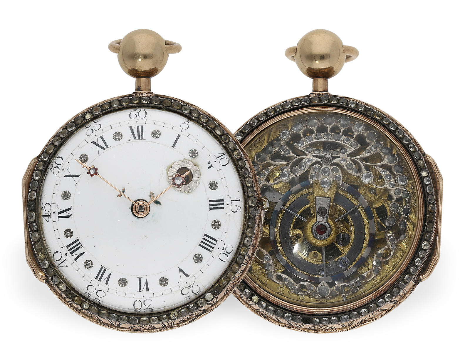 Rare Coq De Montre Laiton Doré Oignon - Style Régence Louis XV (~1730) Pour Spindeluhr
